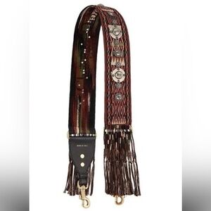 Dior Cloth Shoulder Embroidered Bag Strap with Studded Medallions and Tassels